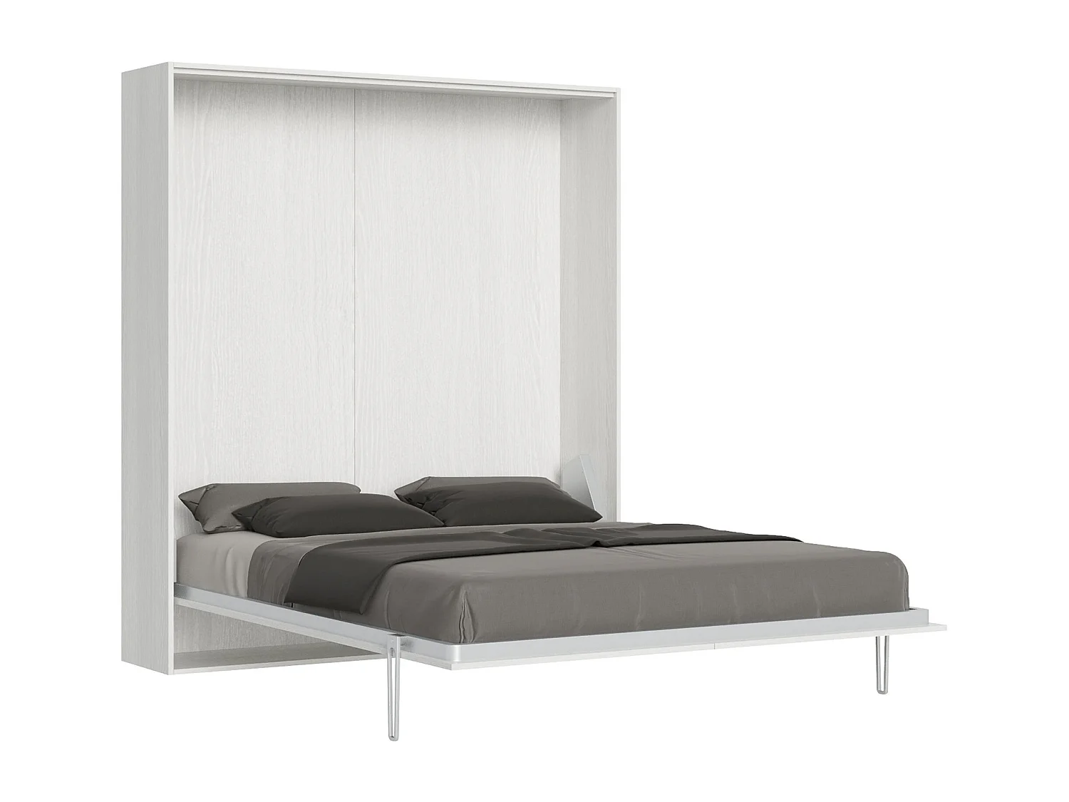 Lit queen size escamotable vertical 160 Kentaro Frêne Blanc