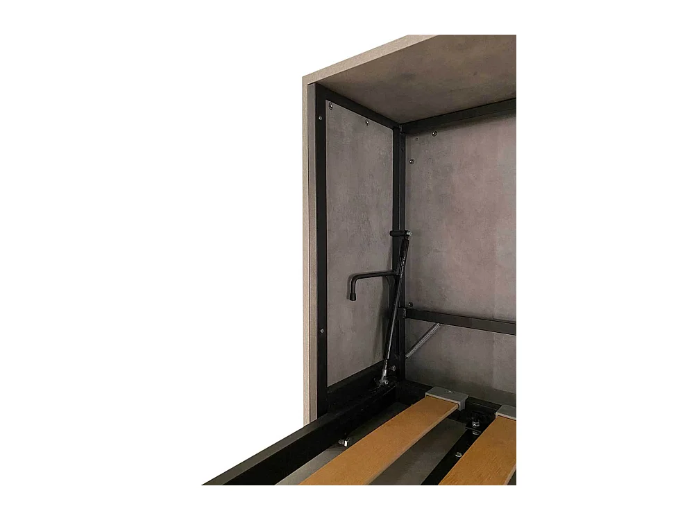 Lit escamotable horizontal superposé 2 couchages 85 Kando avec matelas Gris Béton