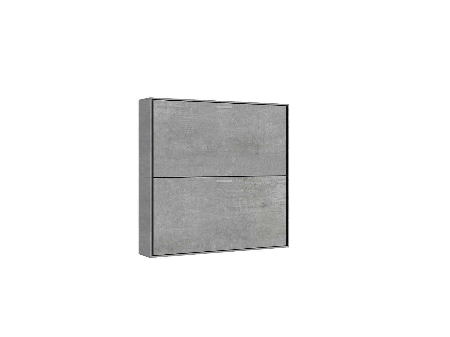 Lit escamotable horizontal superposé 2 couchages 85 Kando avec matelas Gris Béton