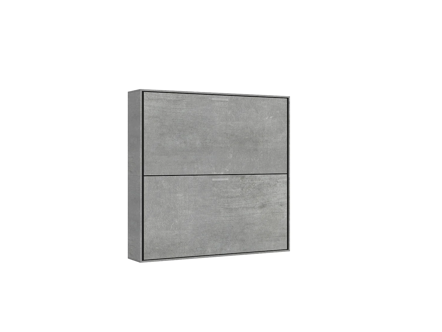 Lit escamotable horizontal superposé 2 couchages 85 Kando avec matelas Gris Béton