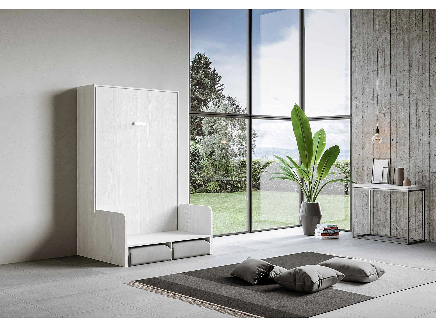 Łóżko 140 Kentaro Sofa pionowa znikająca biały jesion (ALESSIA 20)