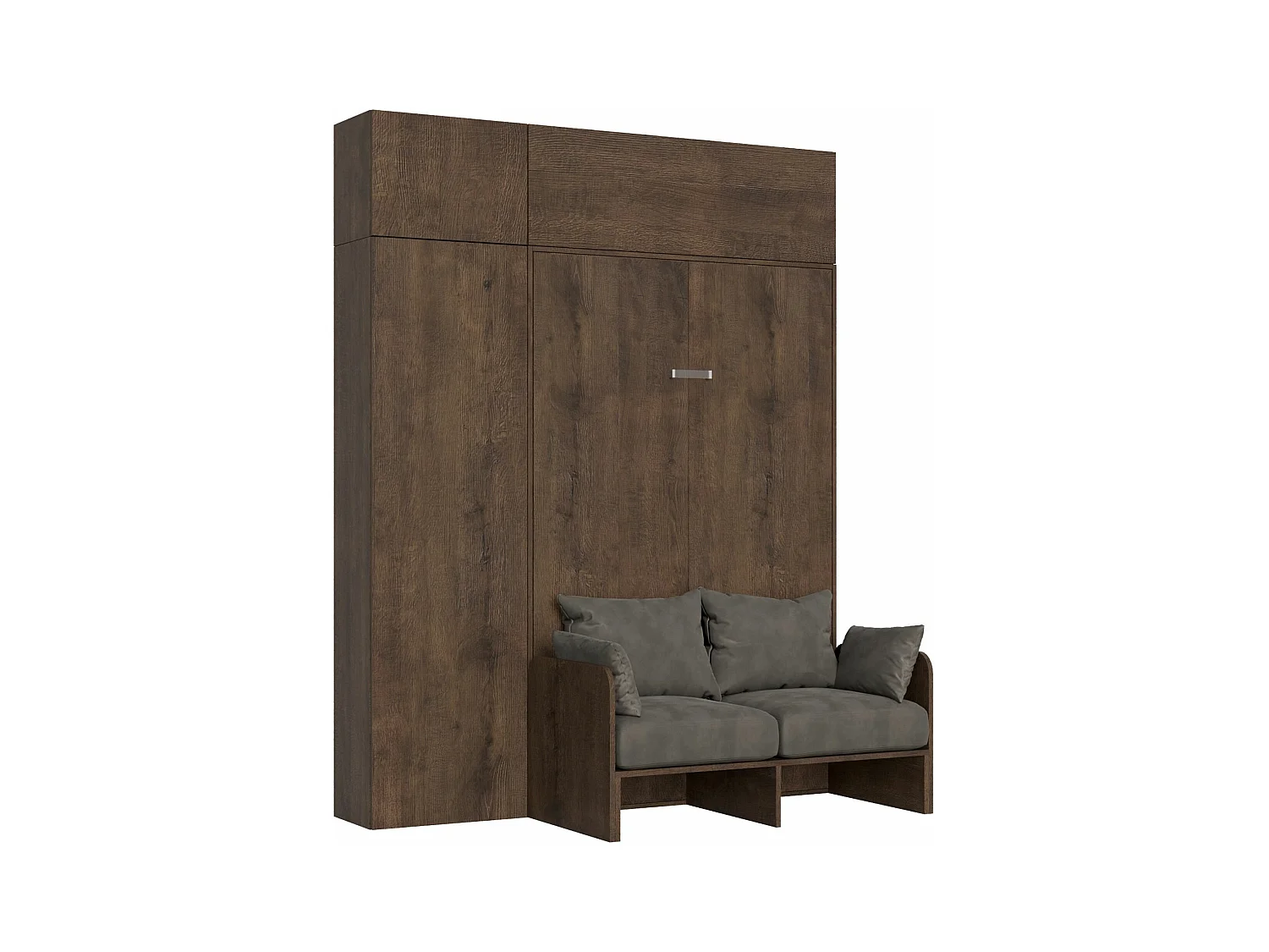 Schrankbett Kentaro Sofà 120 vertikal mit Säulenschrank und Vasistas-Wandschränken Nussbaum - ALESSIA 20