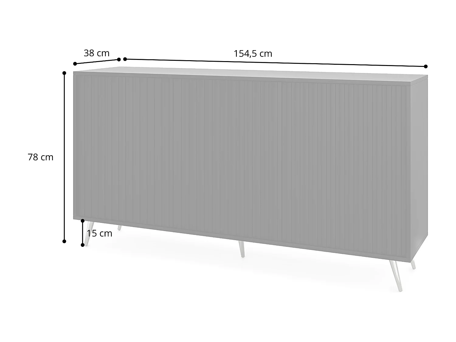 Sideboard mit Lamellenfronten - 154 cm - Schwarz / Wotaneiche - BELLO