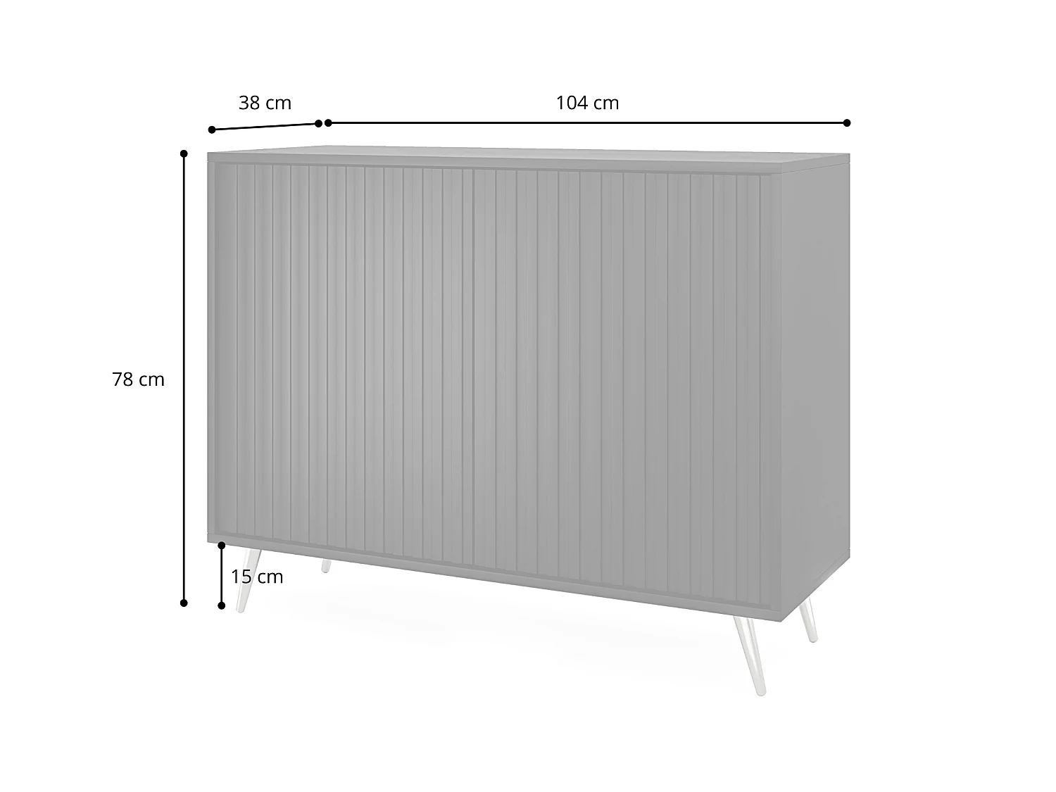 Sideboard mit Lamellenfronten - 104 cm - Schwarz / Wotaneiche - Bello