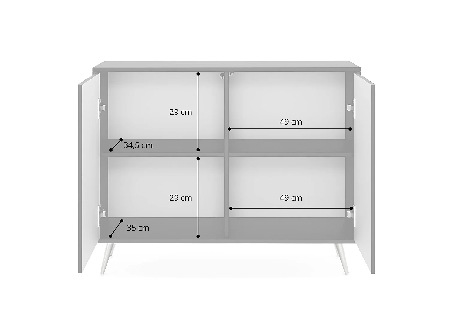 Sideboard mit Lamellenfronten - 104 cm - Schwarz / Wotaneiche - Bello