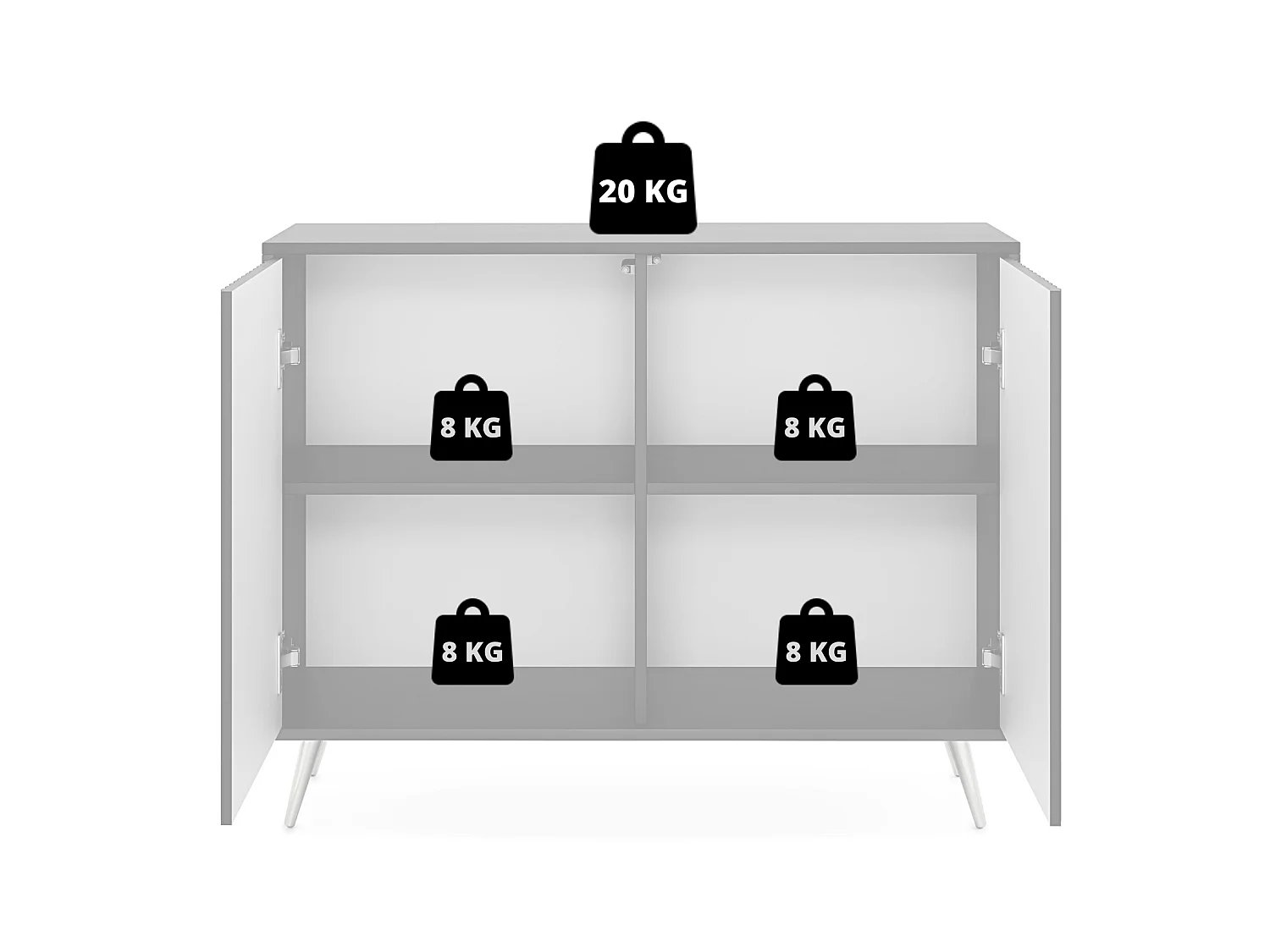 Sideboard mit Lamellenfronten - 104 cm - Schwarz / Wotaneiche - Bello