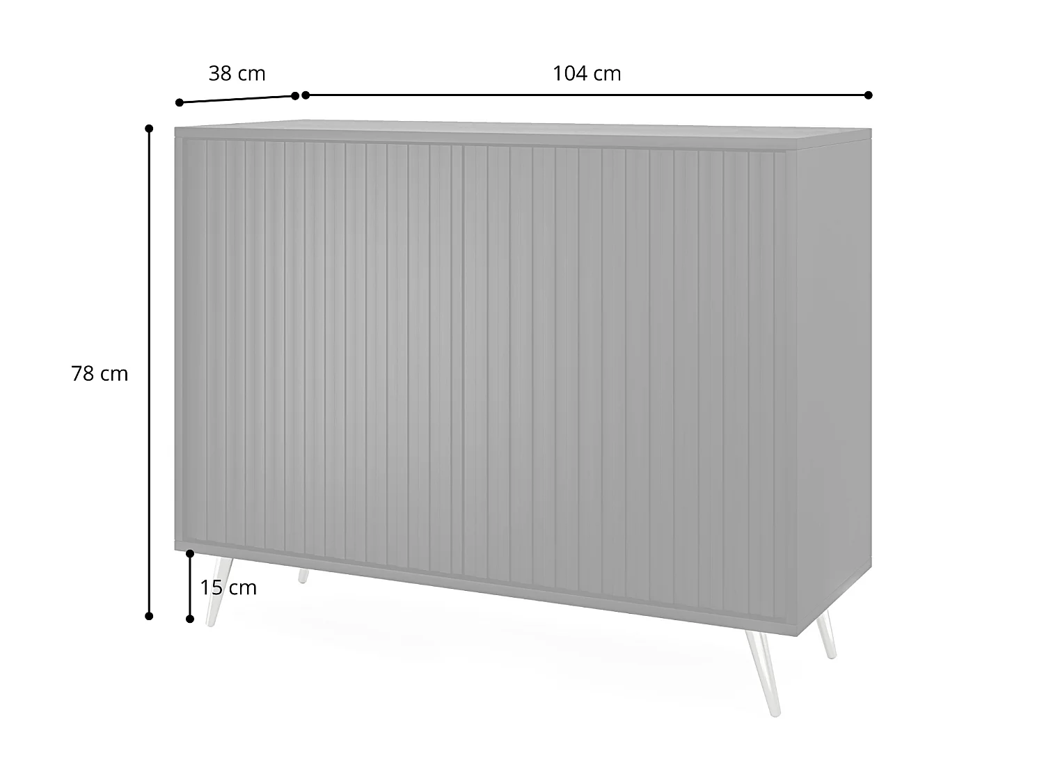 Buffet avec façades à lamelles - 104 cm - noir / chêne wotan - BELLO