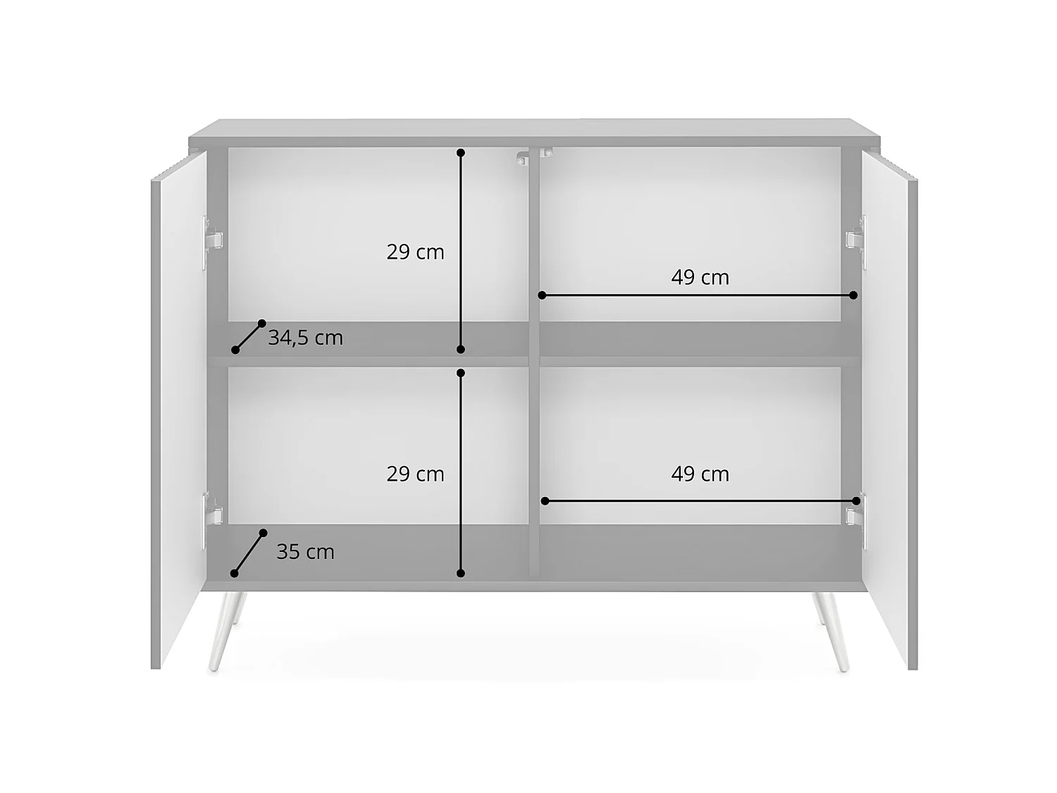 Buffet avec façades à lamelles - 104 cm - noir / chêne wotan - BELLO