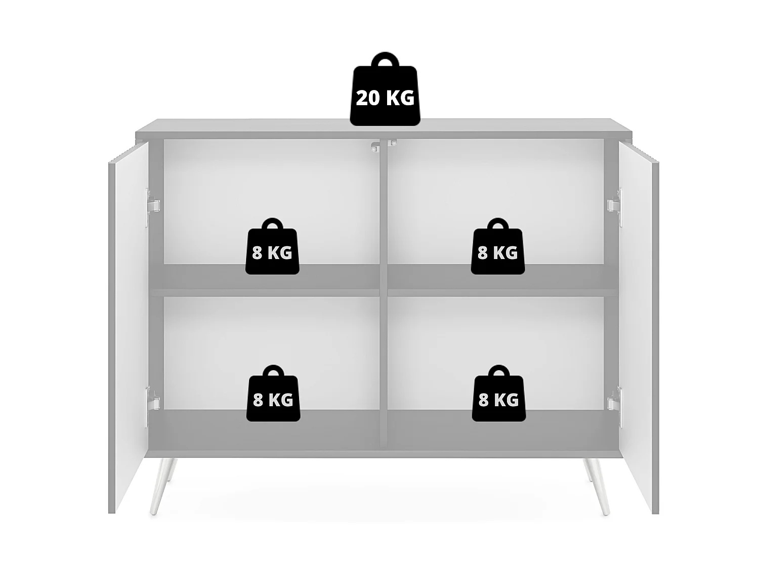 Buffet avec façades à lamelles - 104 cm - noir / chêne wotan - BELLO