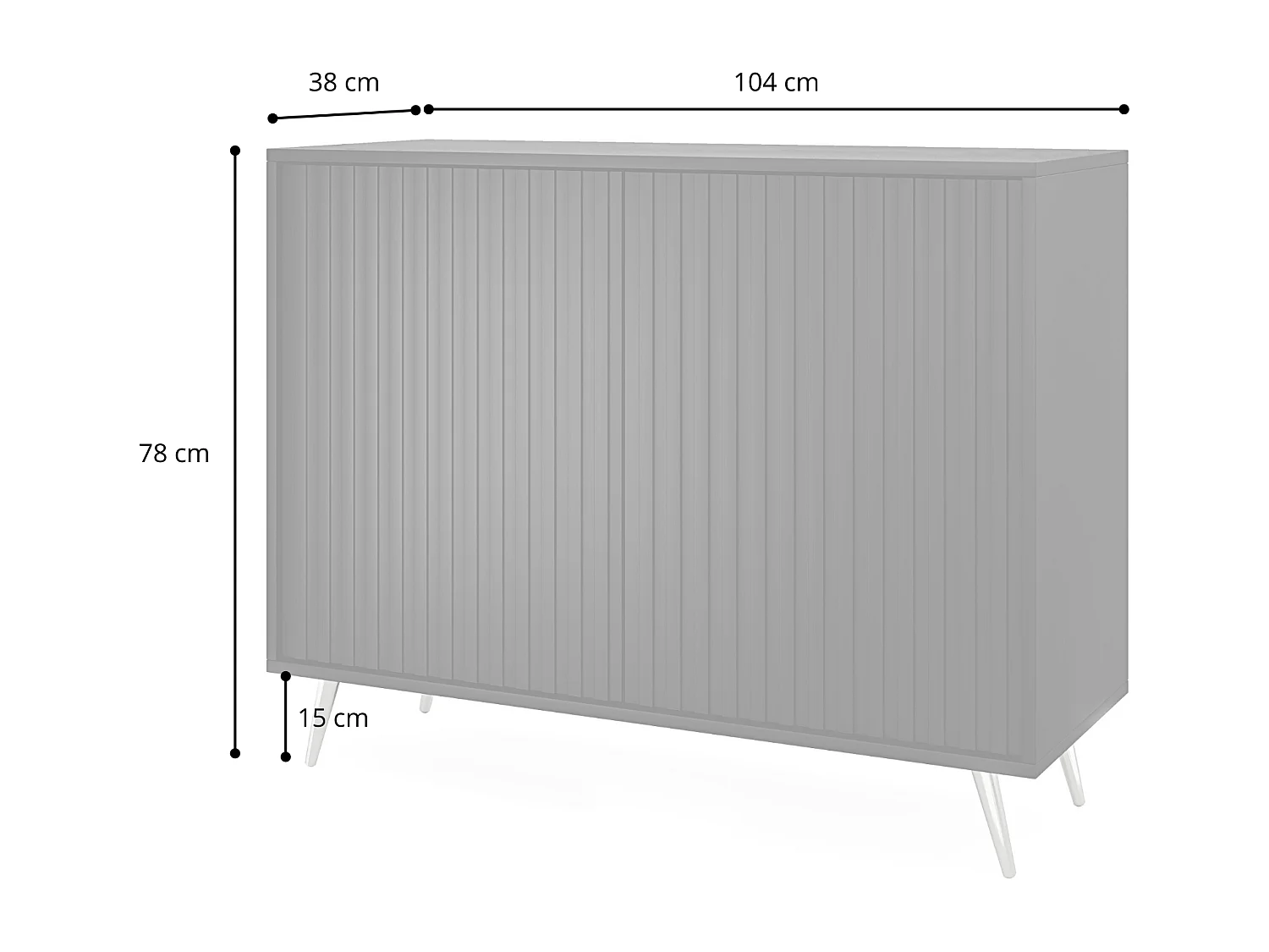 Buffet avec façades à lamelles - 104 cm - noir / chêne wotan - BELLO