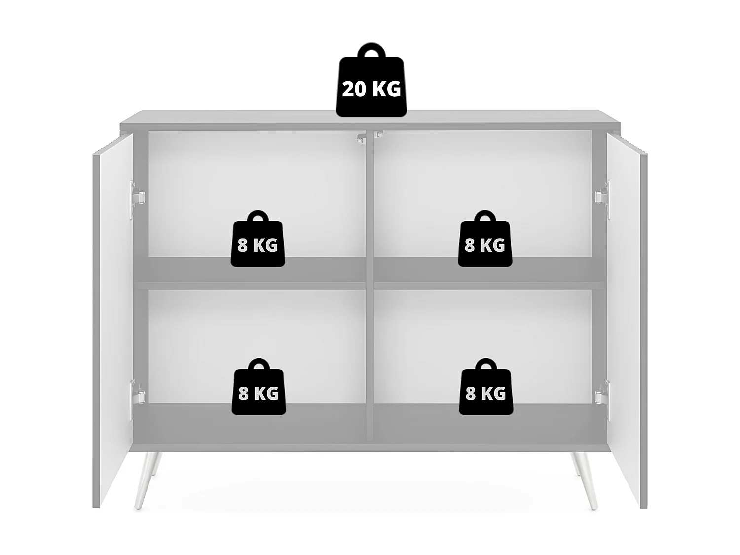Buffet avec façades à lamelles - 104 cm - noir / chêne wotan - BELLO