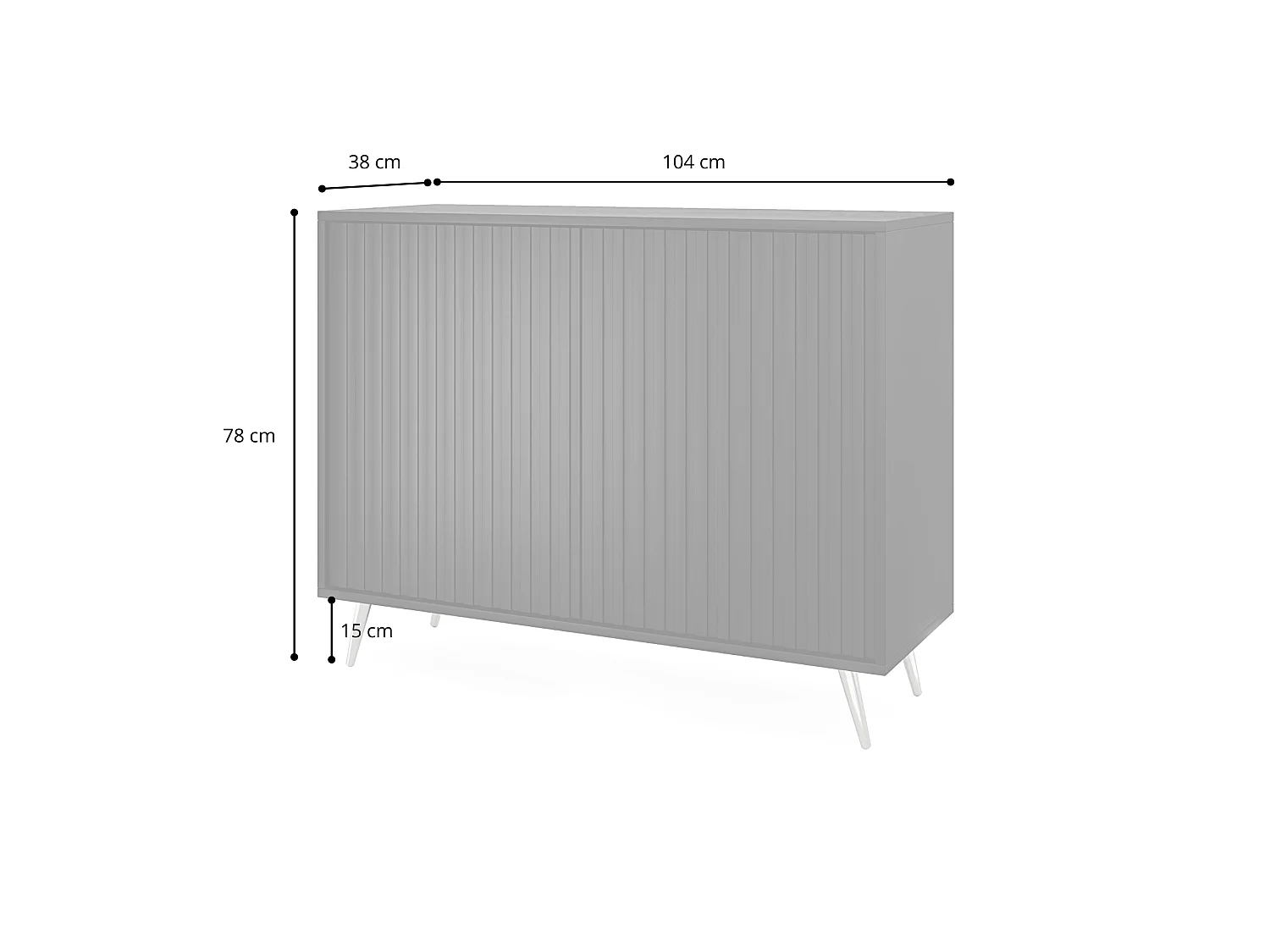 Buffet avec façades à lamelles - 104 cm - noir / chêne wotan - BELLO