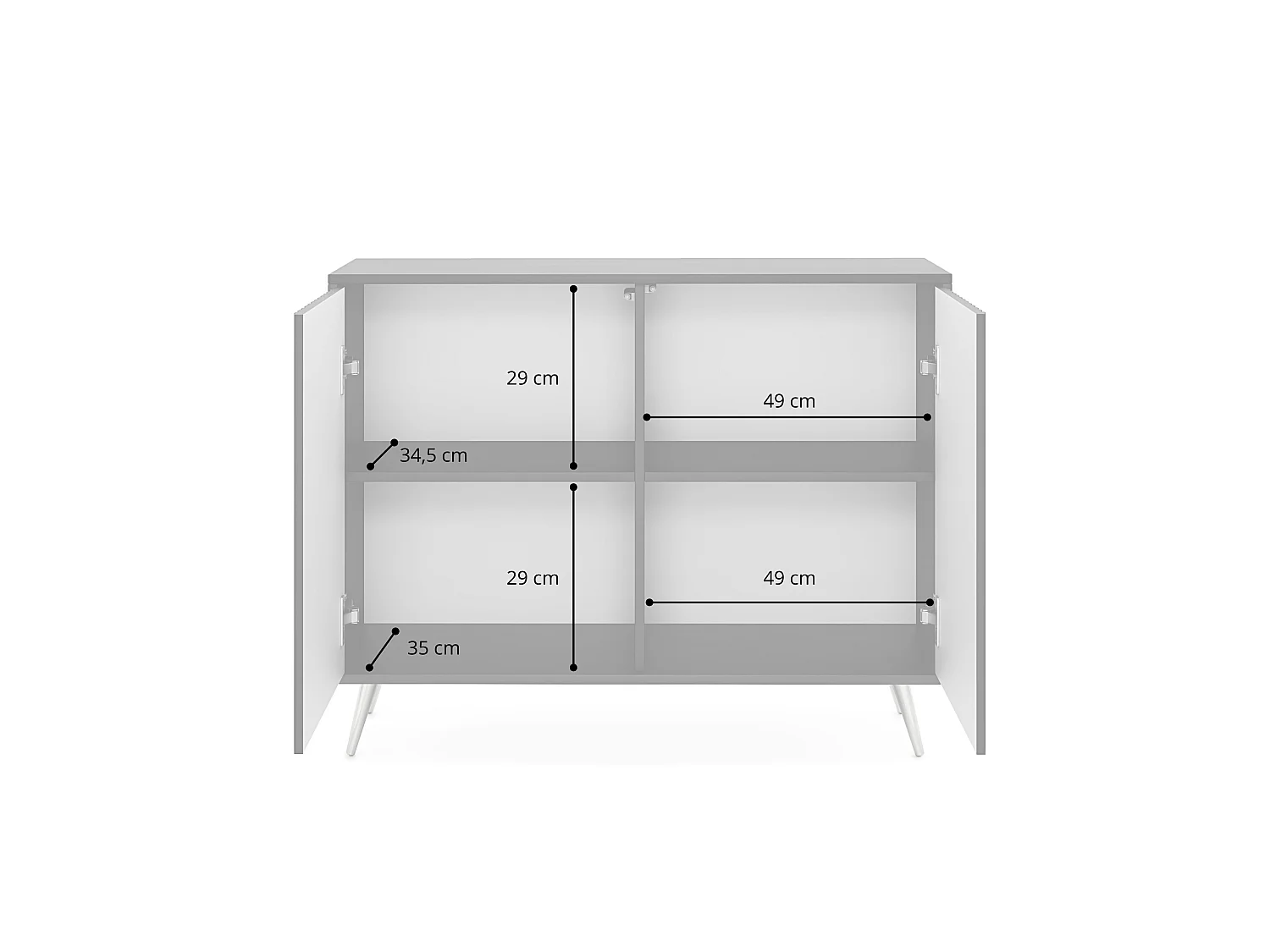 Buffet avec façades à lamelles - 104 cm - noir / chêne wotan - BELLO