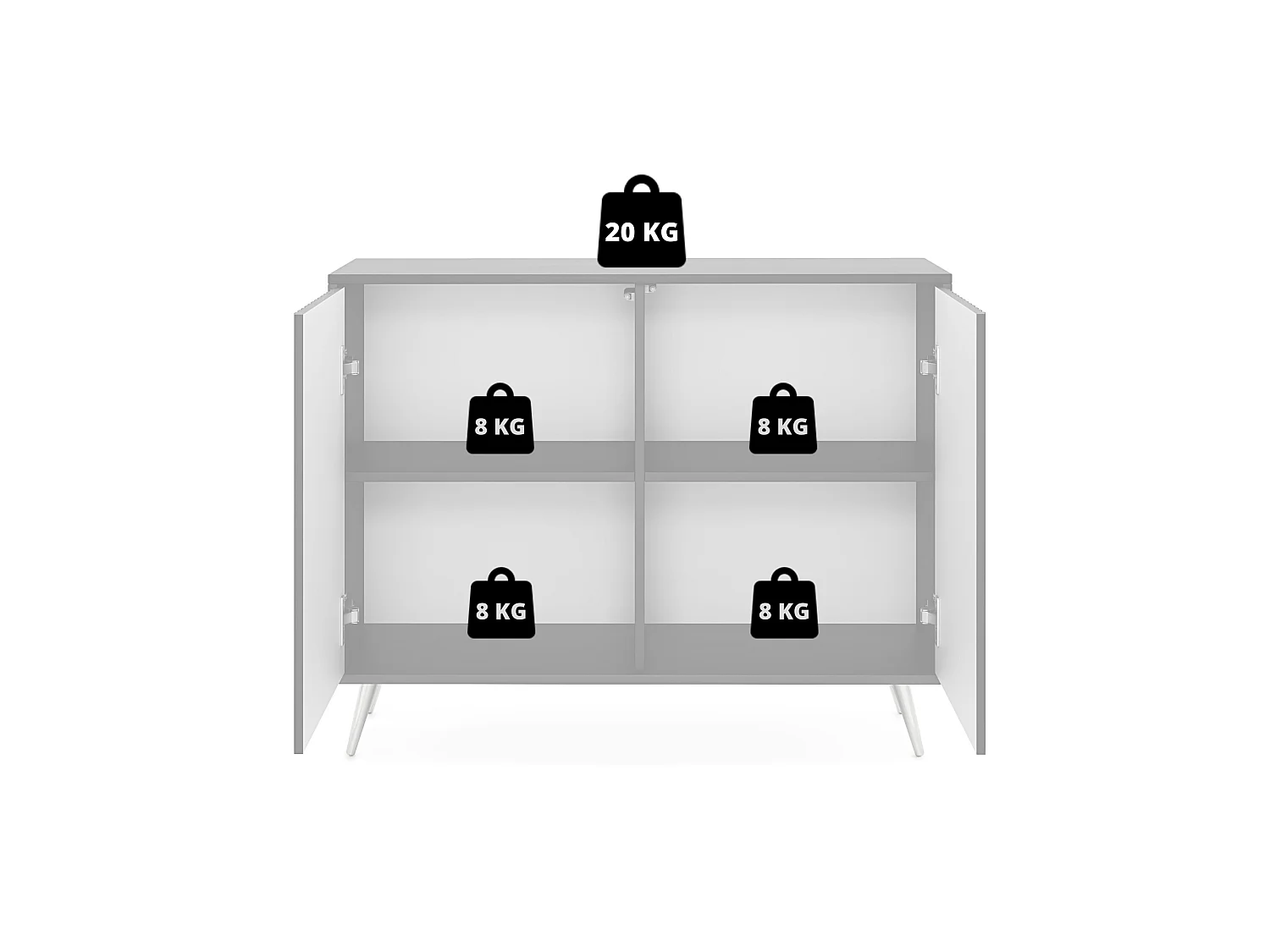 Buffet avec façades à lamelles - 104 cm - noir / chêne wotan - BELLO