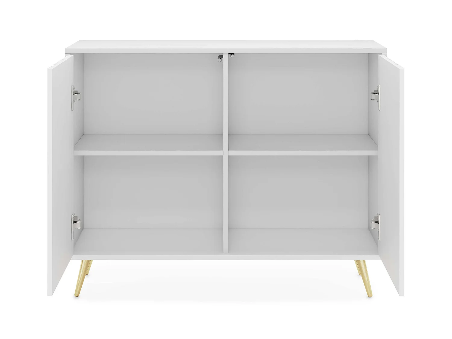 Dressoir met lamellenfronten - 104 cm - wit met gouden poten - BELLO