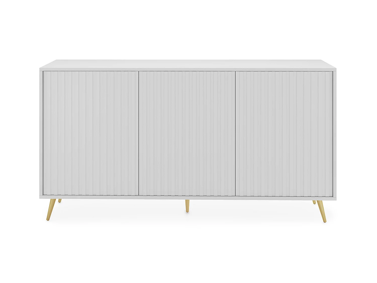 Sideboard mit Lamellenfronten - 154 cm - Weiß mit goldenen Beinen - Bello