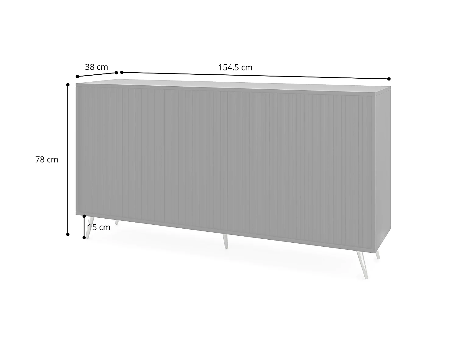 Sideboard mit Lamellenfronten - 154 cm - Weiß mit goldenen Beinen - Bello
