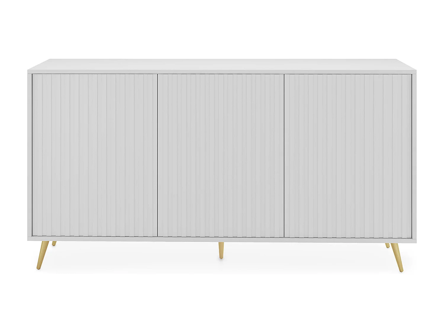 Sideboard mit Lamellenfronten - 154 cm - weiß mit goldenen Beinen - BELLO