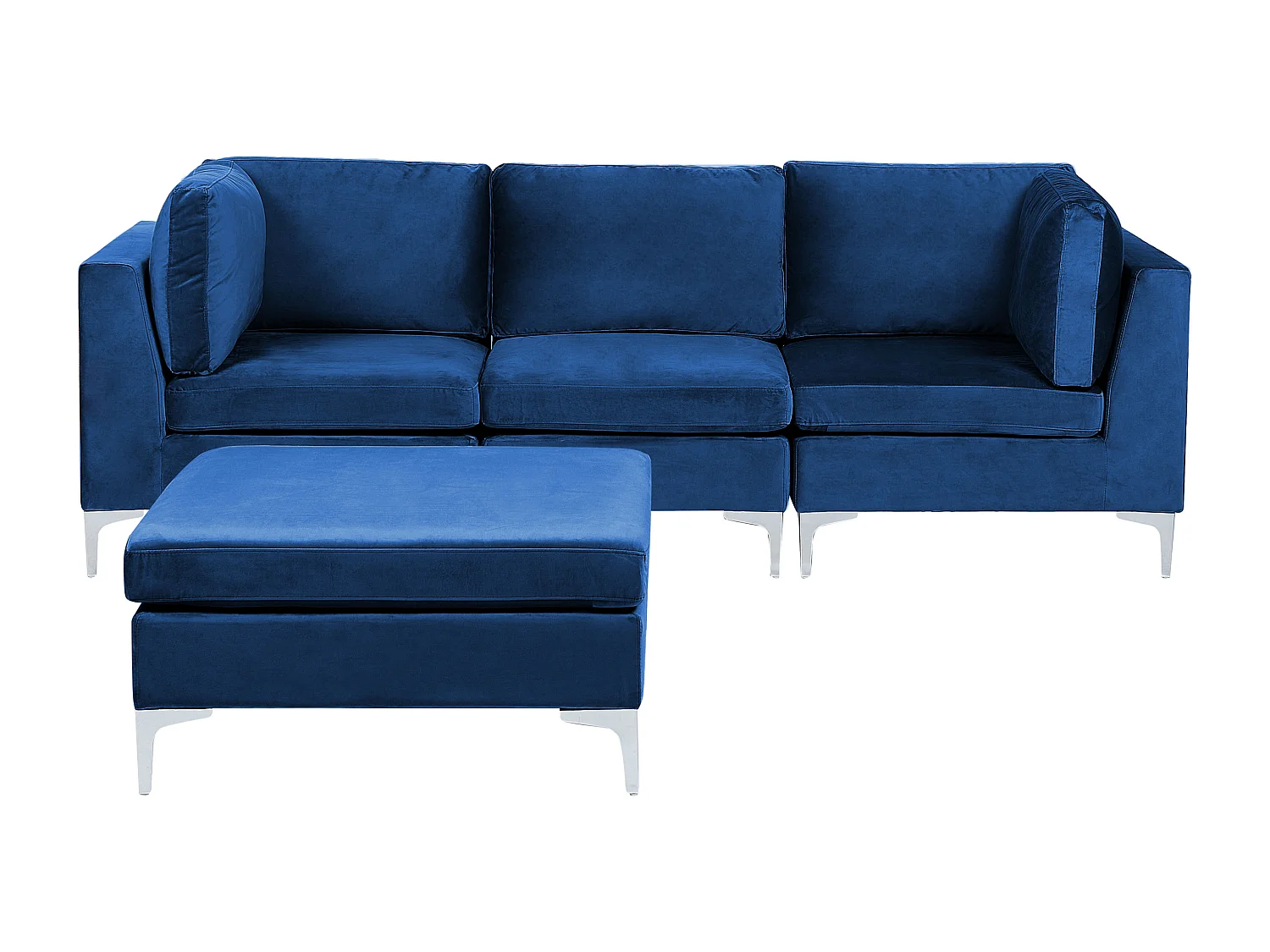 Modulaire bank EVJA Fluweel Marineblauw Met ottomaan 3-zitter