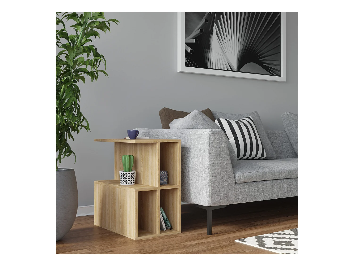 Table d'appoint de salon loira moderne chêne 59,6x35,6x63,2 cm