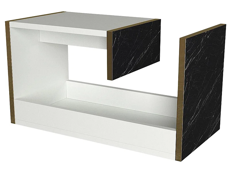 Table d'appoint de salon tamesis moderne blanc or noir 29,5x60x35 cm