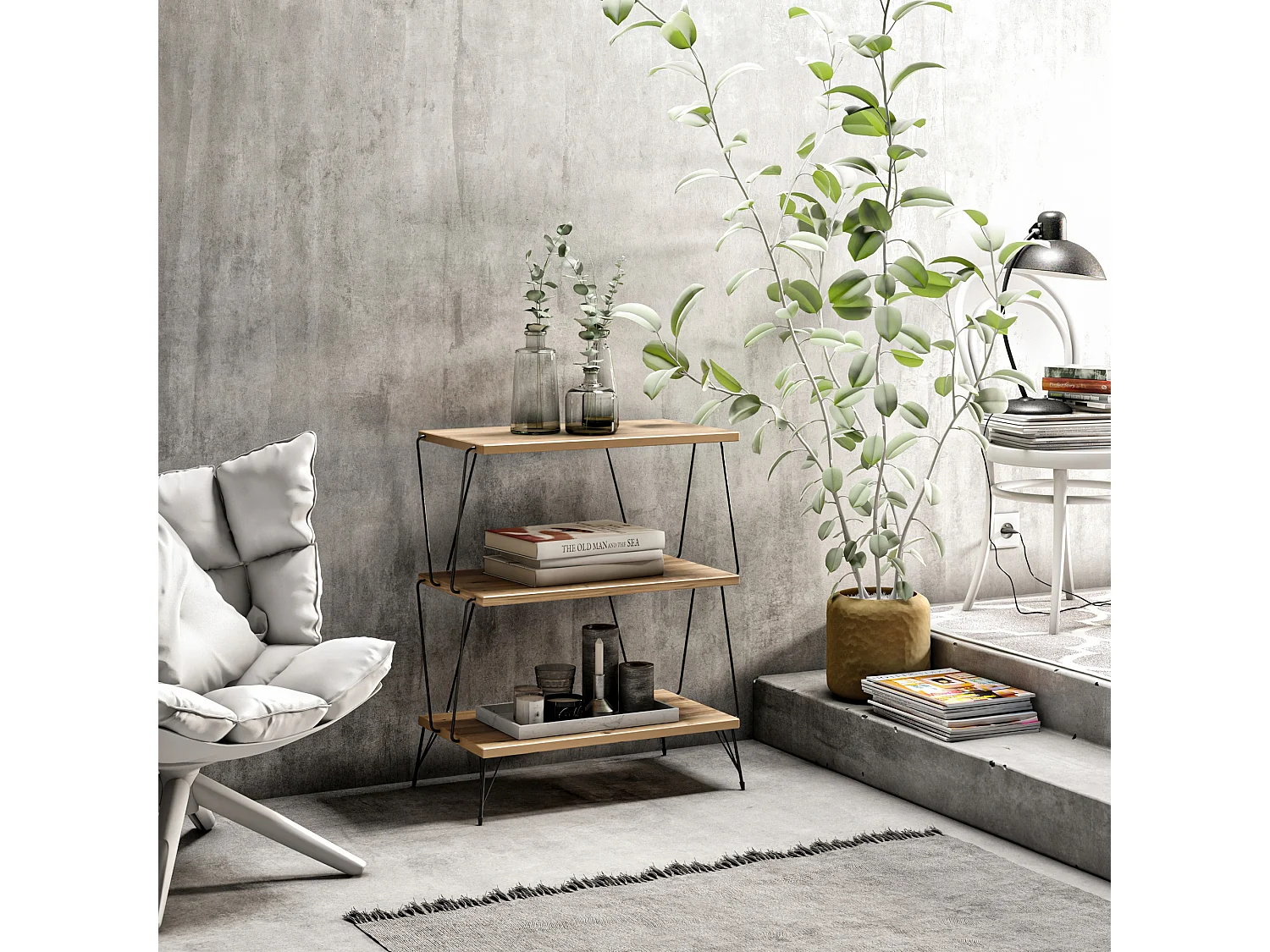 Table d'appoint de salon mississipi moderne pin 48x75x31 cm