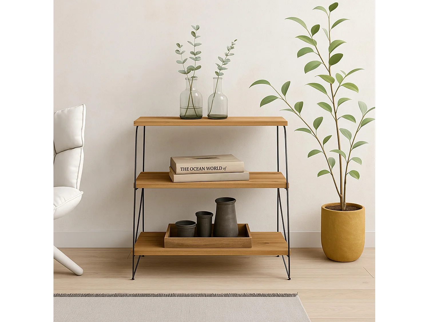 Table d'appoint de salon mississipi moderne pin 48x75x31 cm
