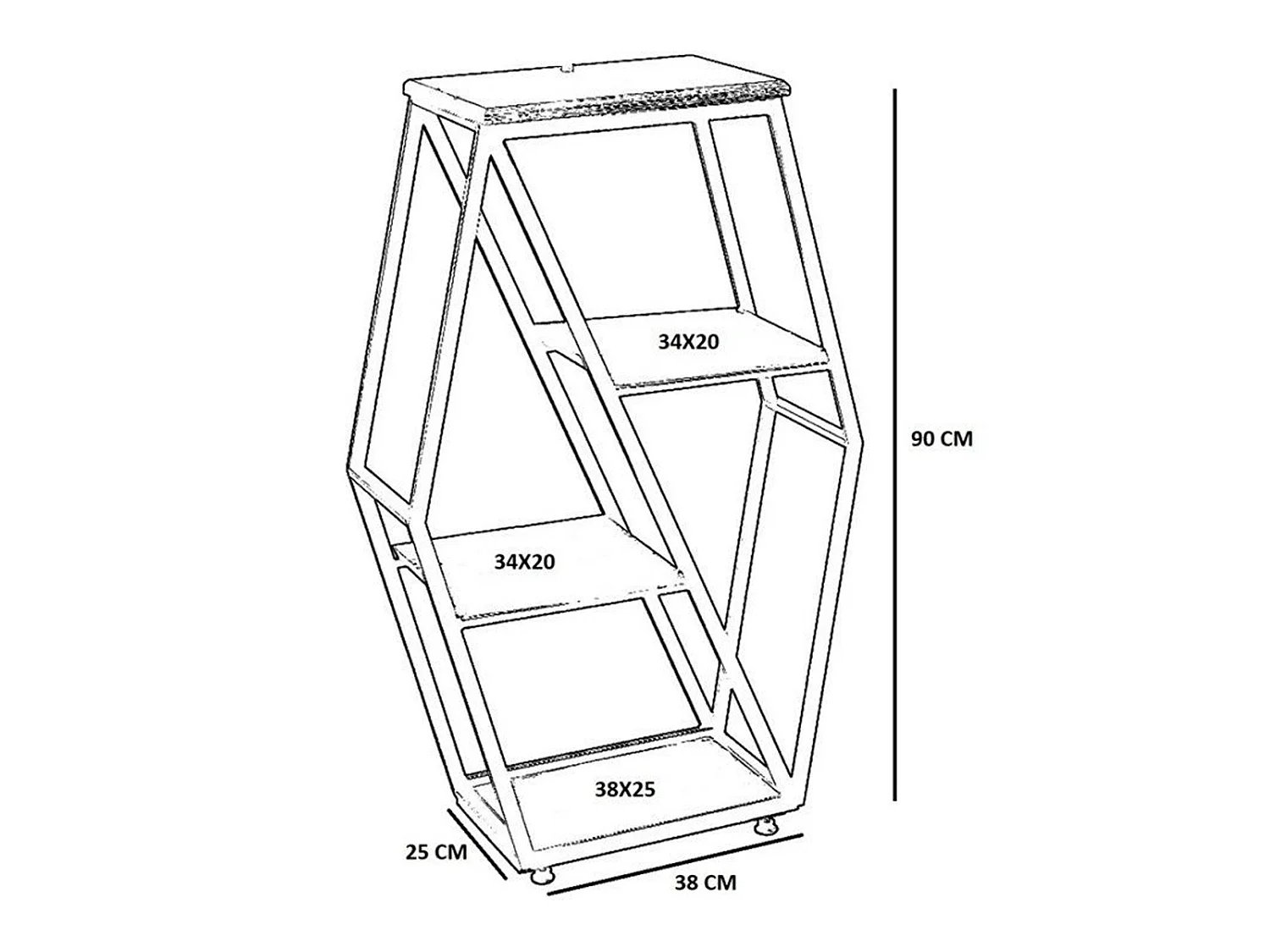 Table d'appoint de salon roe moderne noyer 38x25x90 cm