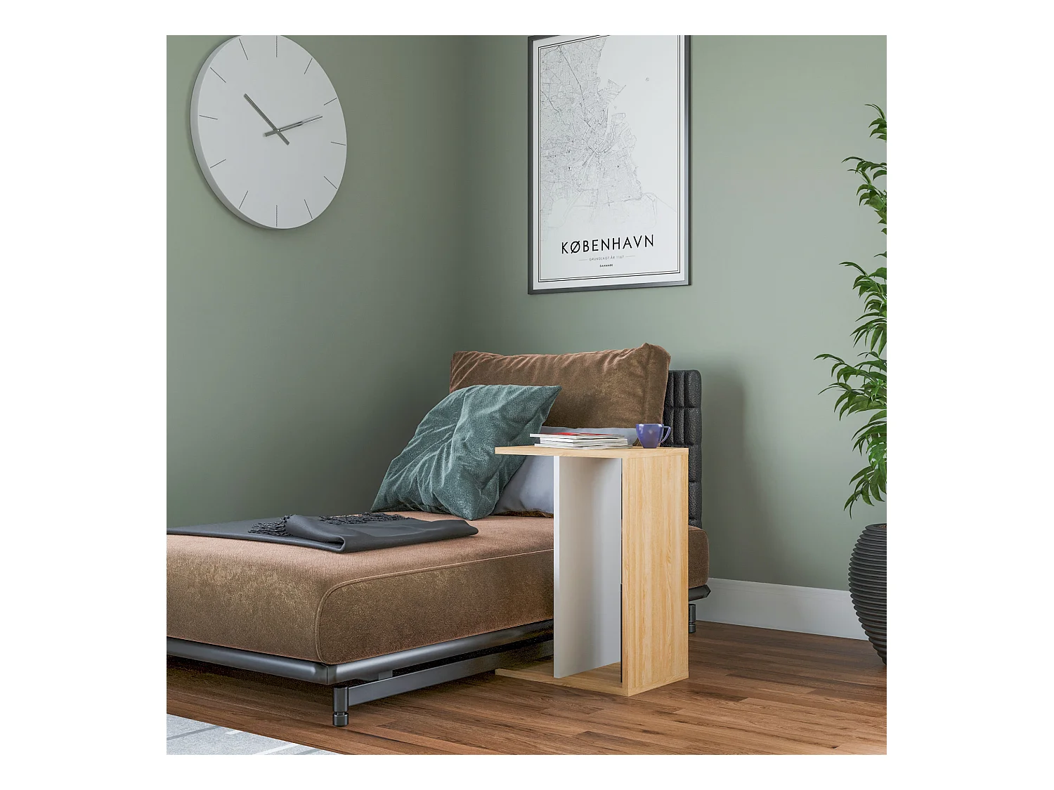 Table d'appoint de salon loira moderne chêne blanc 44,5x29,6x63,2 cm