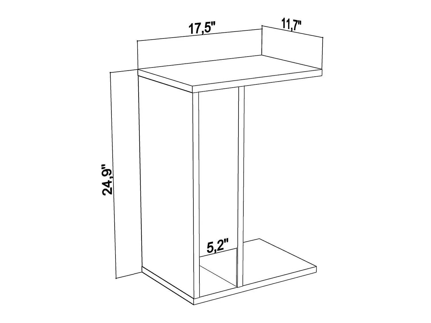 Table d'appoint de salon loira moderne chêne blanc 44,5x29,6x63,2 cm