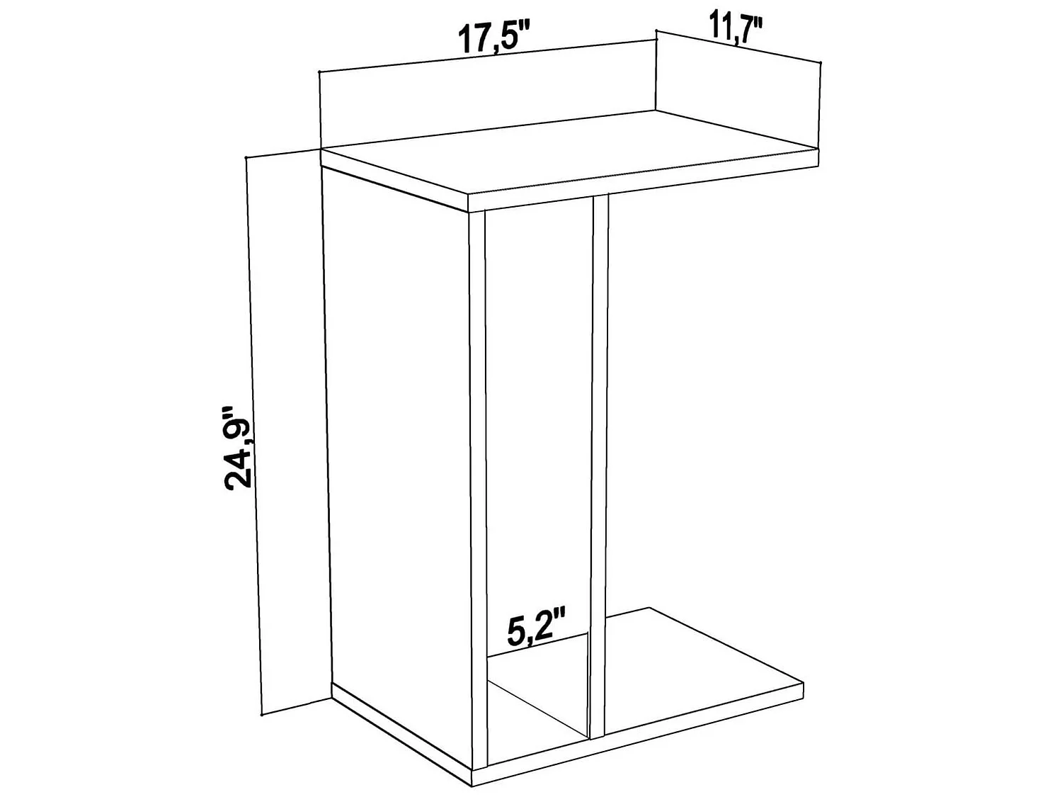 Table d'appoint de salon loira moderne chêne blanc 44,5x29,6x63,2 cm