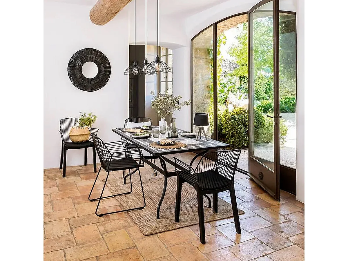 Table de Repas en Mosaïque "Kipos" 160cm Noir