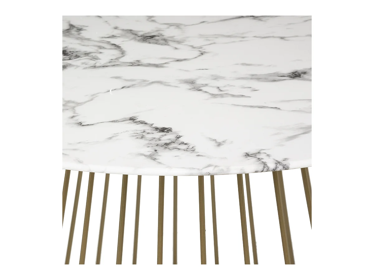 Table à Manger Effet Marbre "Rayo" 120cm Blanc