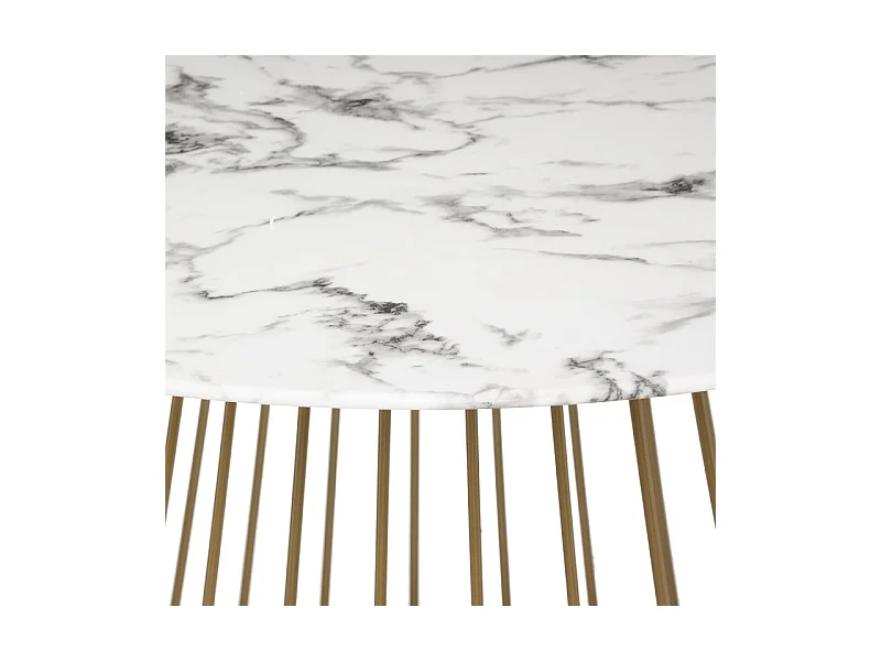 Table à Manger Effet Marbre "Rayo" 120cm Blanc