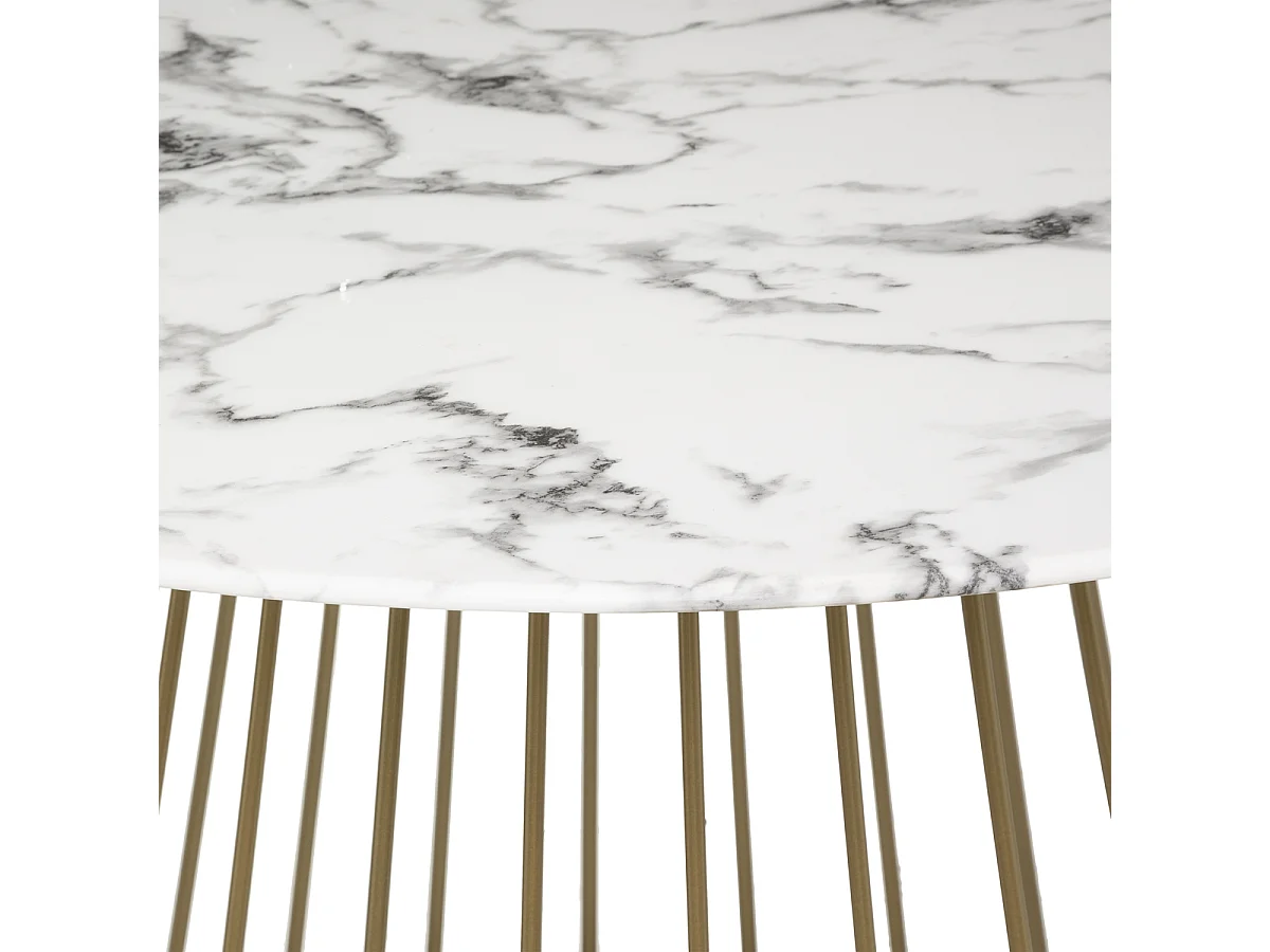 Table à Manger Effet Marbre "Rayo" 120cm Blanc