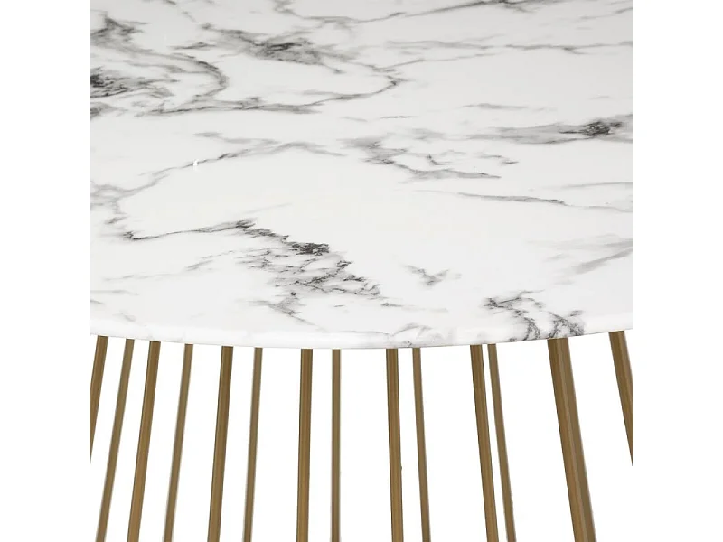 Table à Manger Effet Marbre "Rayo" 120cm Blanc