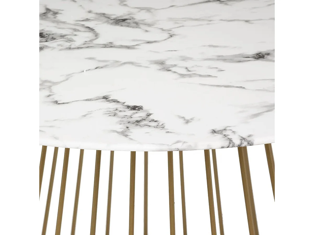 Table à Manger Effet Marbre "Rayo" 120cm Blanc