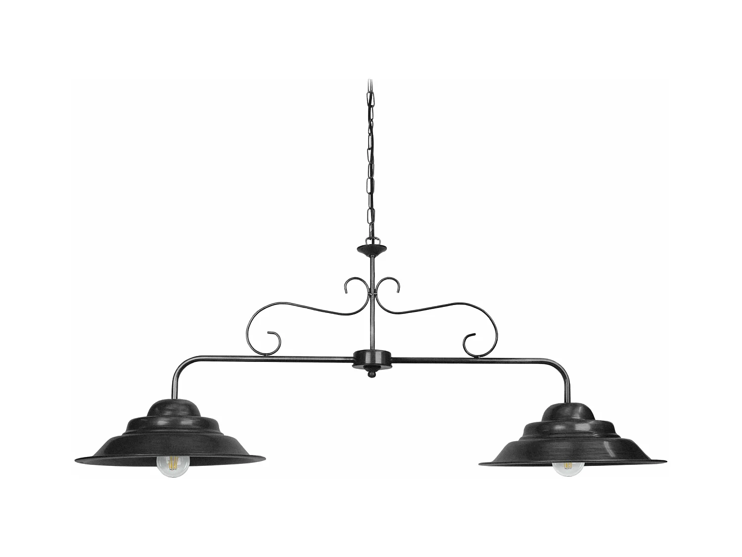 Lustre billard abat-jour cone métal anthracite 80 cm.