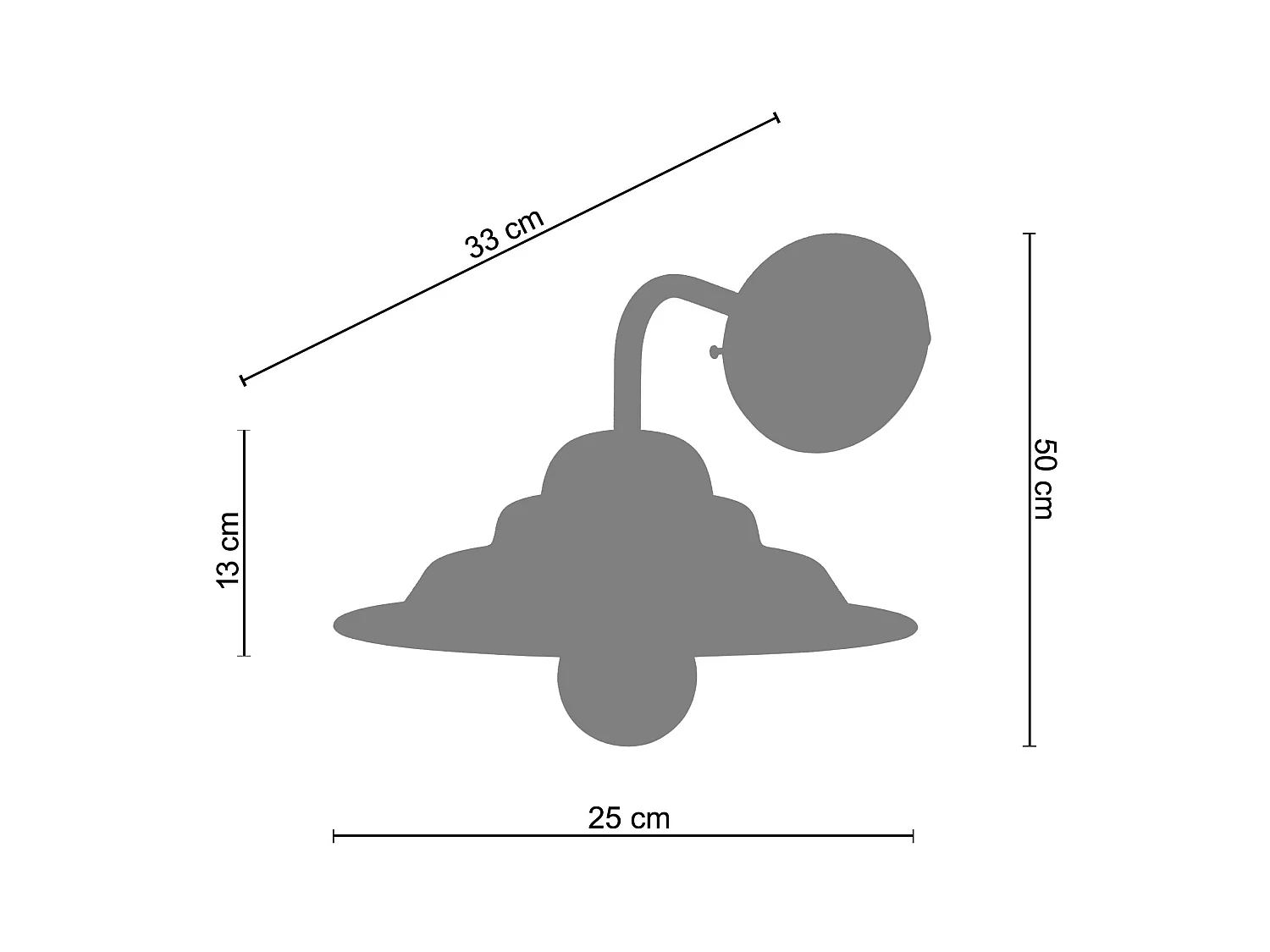 Aplique TOSEL ANVERS metal braço antracite D33 x  H50  cm