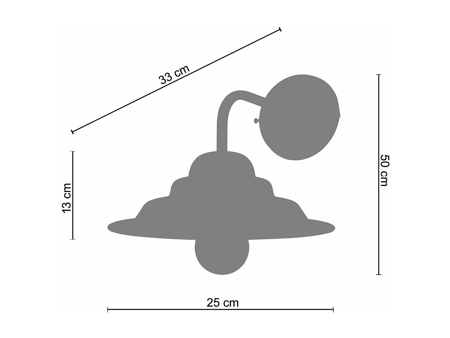 Aplique TOSEL ANVERS metal braço antracite D33 x  H50  cm
