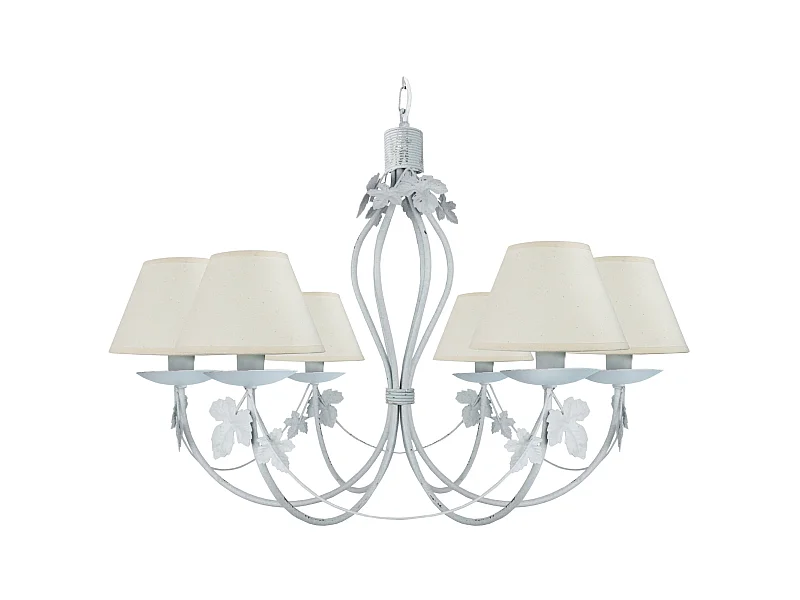 PUY - Lustre multi bras bois blanc cerrusé