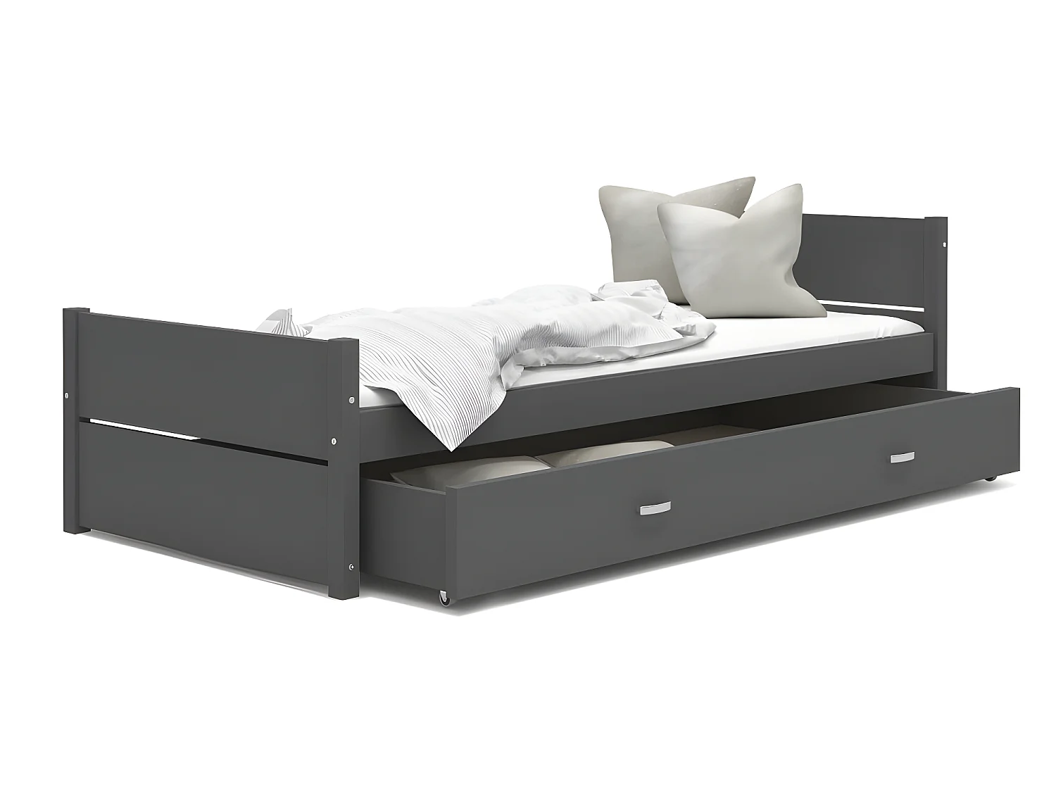 Lit enfant  Simon 90X200 cm -  1 Sommier et Tiroir inclus Gris