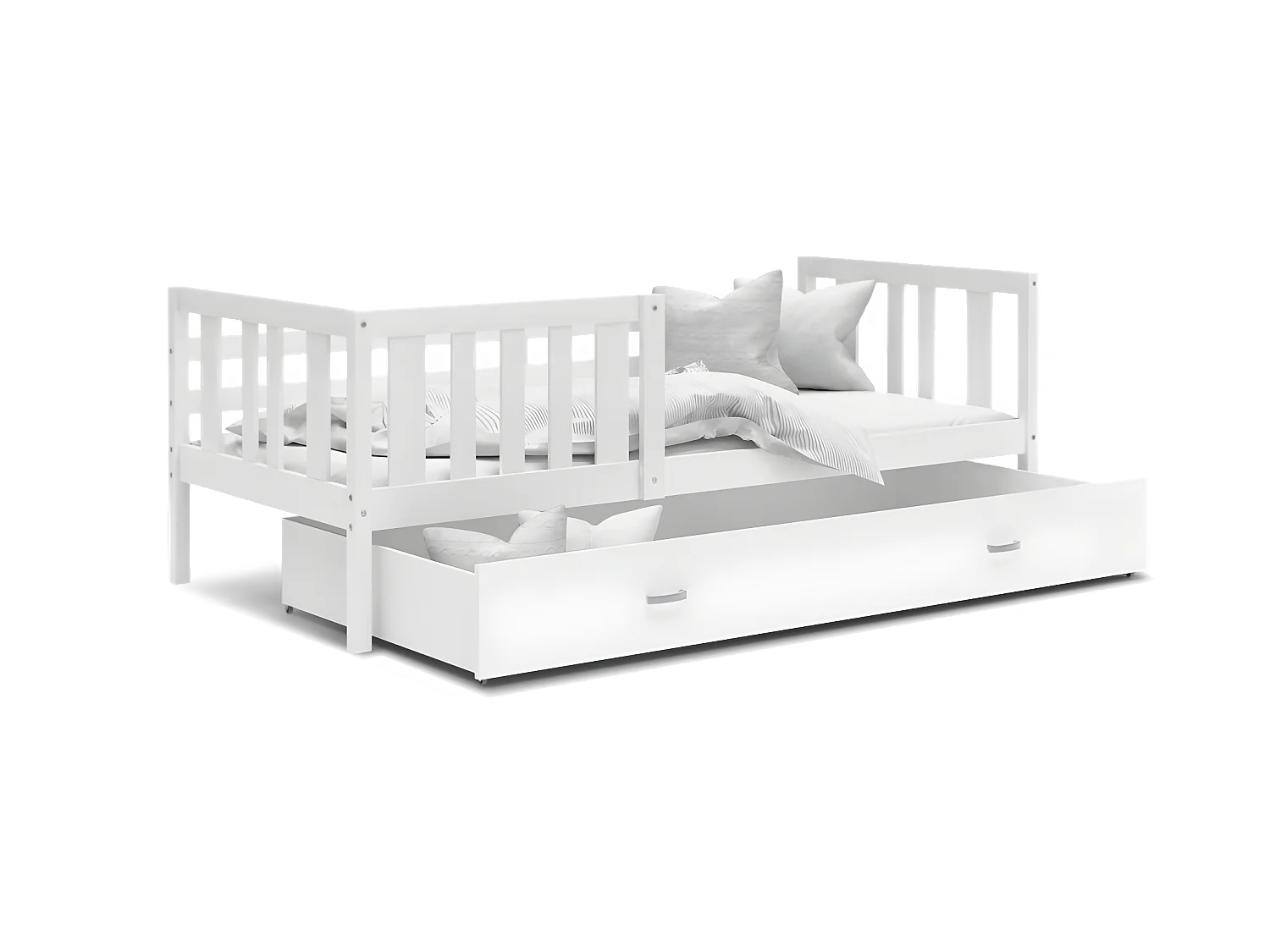 Lit enfant  NEMO 90X190 cm -  1 Sommier et Tiroir inclus Blanc