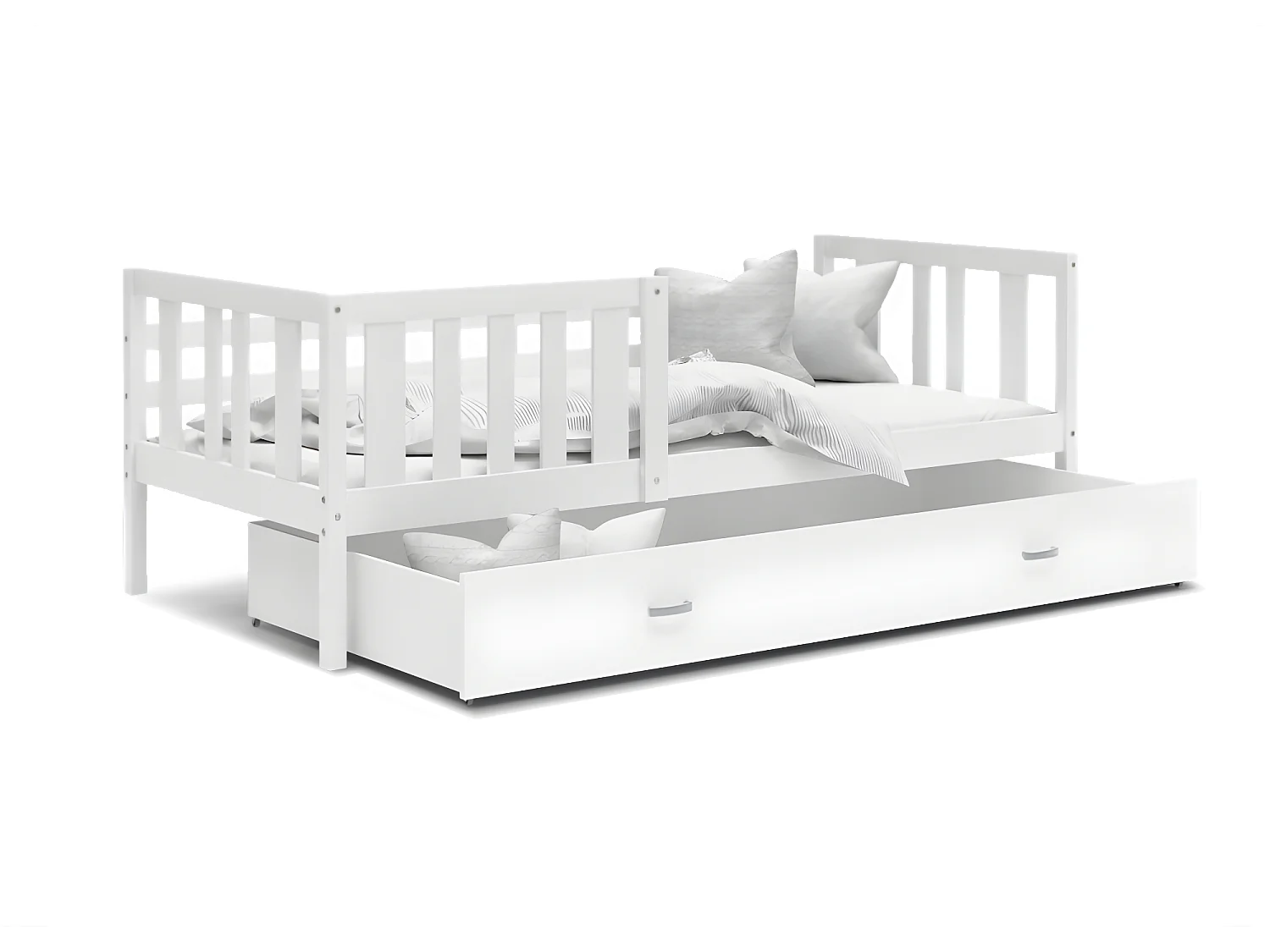 Lit enfant  NEMO 90X190 cm -  1 Sommier et Tiroir inclus Blanc