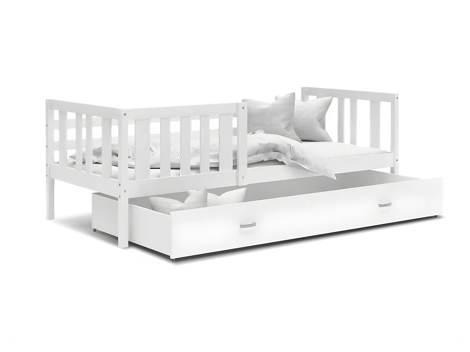 Lit enfant  NEMO 90X190 cm -  1 Sommier et Tiroir inclus Blanc