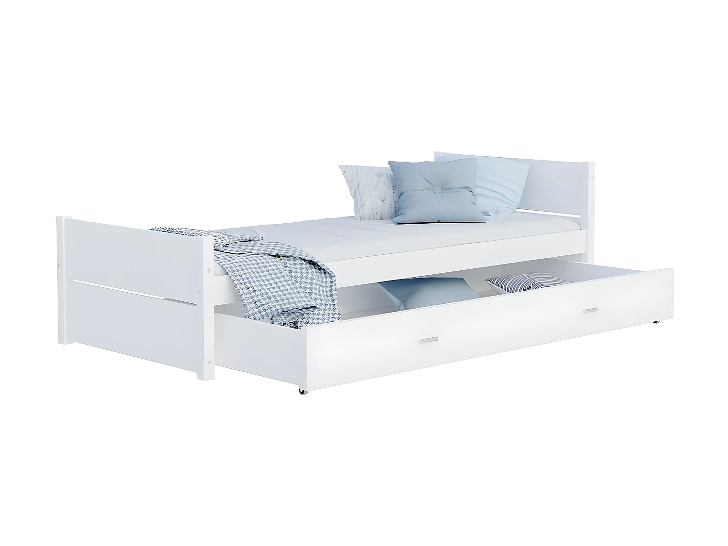 Lit enfant  Simon 90X200 cm -  1 Sommier et Tiroir inclus Blanc