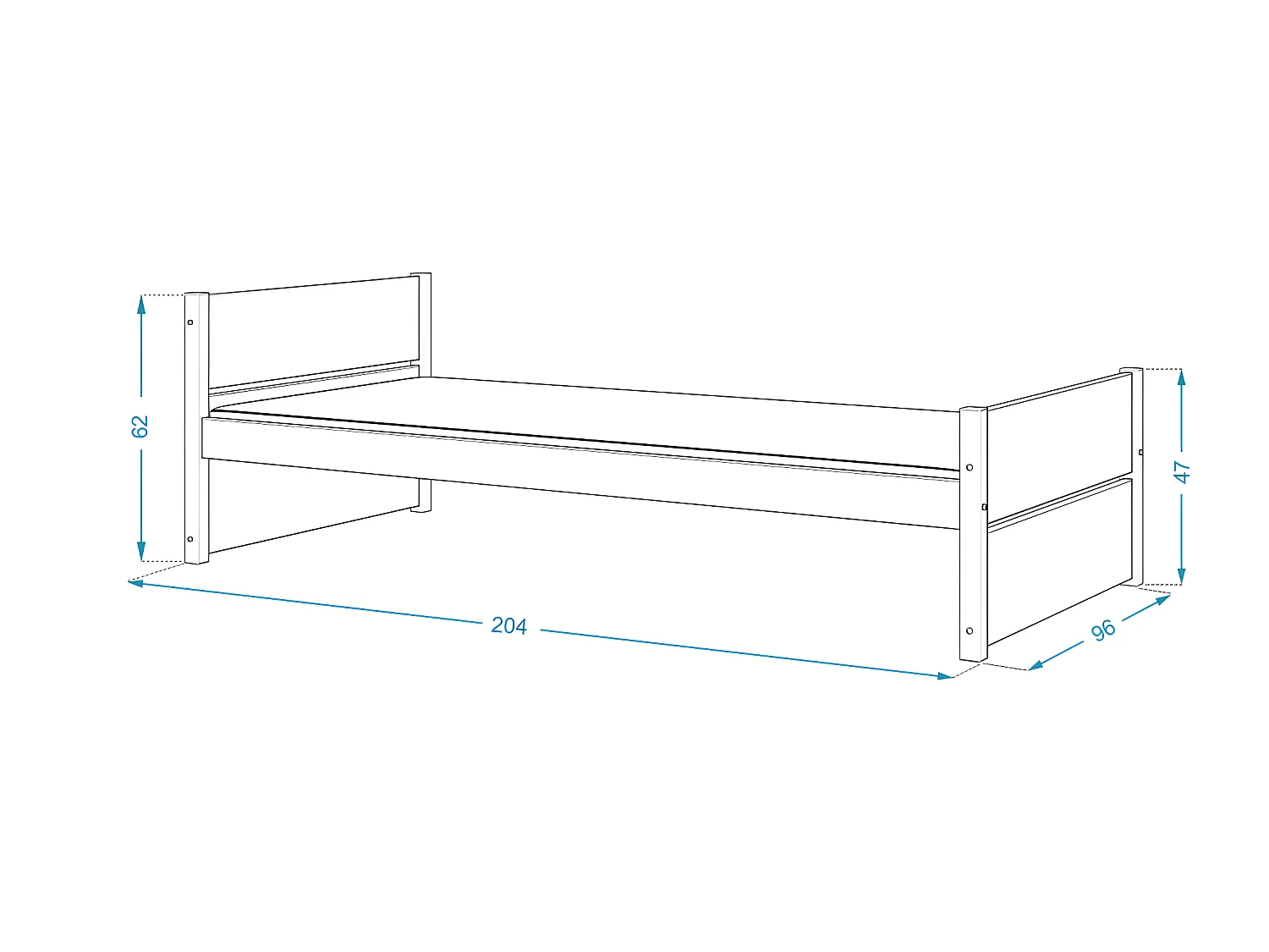 Lit enfant  Simon 90X200 cm -  1 Sommier et Tiroir inclus Blanc