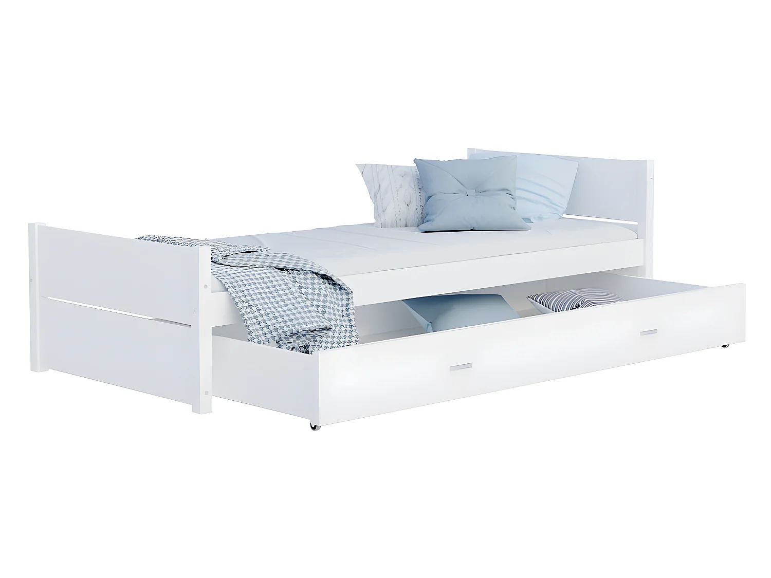 Lit enfant  Simon 90X200 cm -  1 Sommier et Tiroir inclus Blanc
