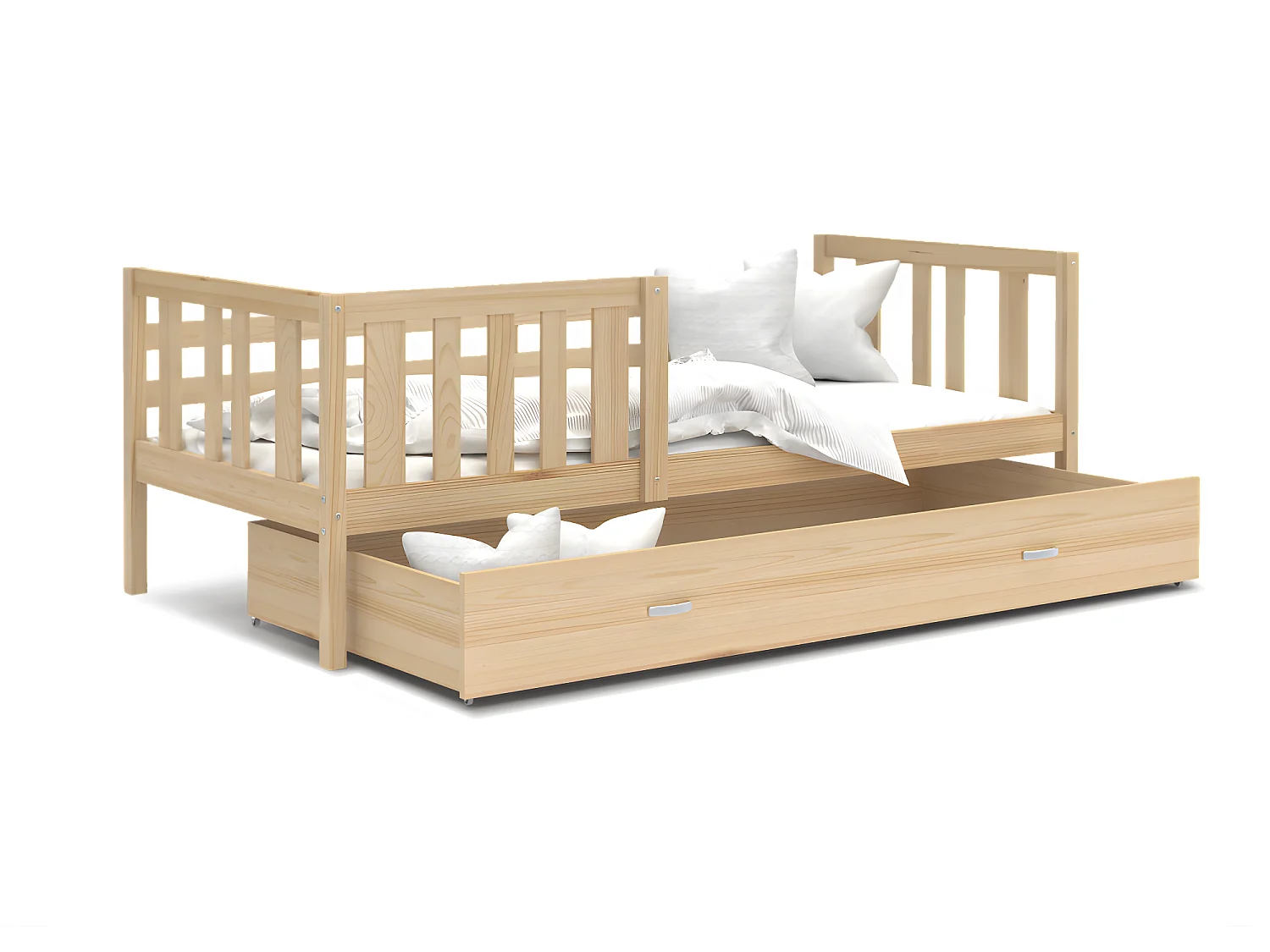 Lit enfant  NEMO 90X190 cm -  1 Sommier et Tiroir inclus Pin
