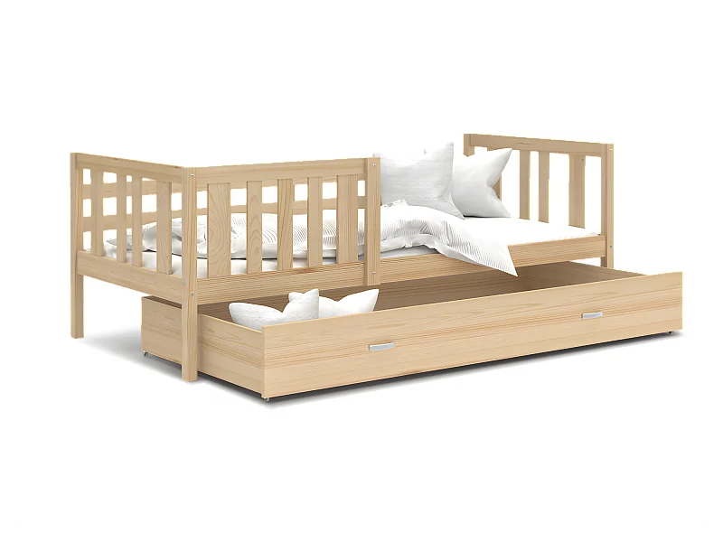 Lit enfant  NEMO 90X190 cm -  1 Sommier et Tiroir inclus Pin